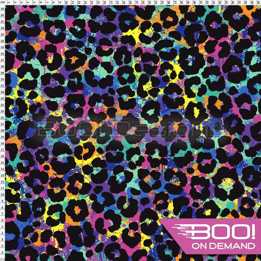 Spandex Lion Splat Leopard Black Fabric