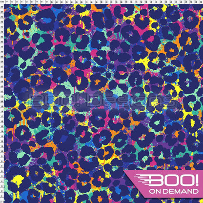 Spandex Lion Splat Leopard Navy Fabric