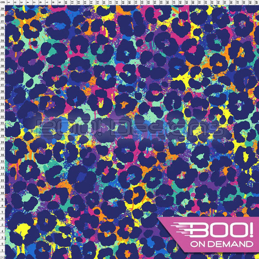 Spandex Lion Splat Leopard Navy Fabric