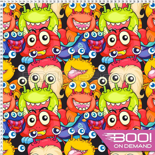Spandex Little Monsters Black Multi Fabric