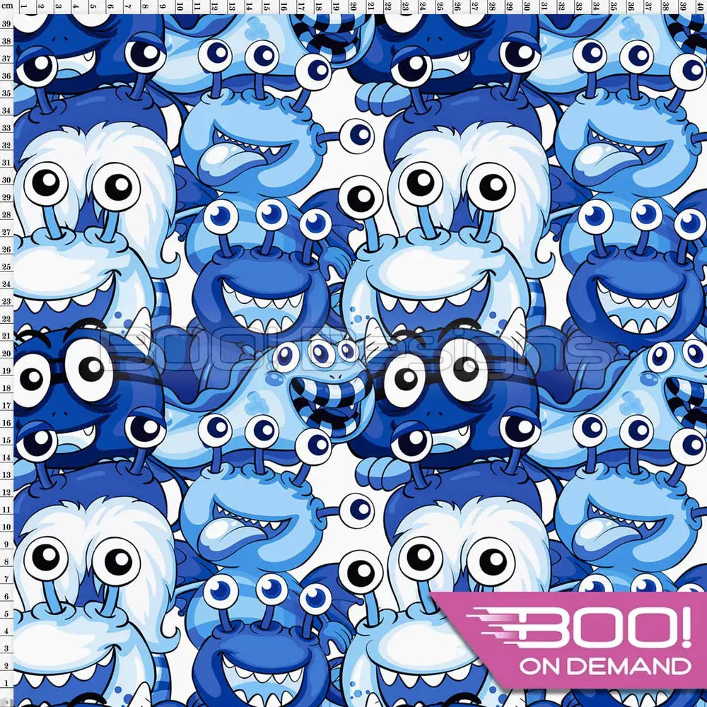 Spandex Little Monsters Blue Fabric