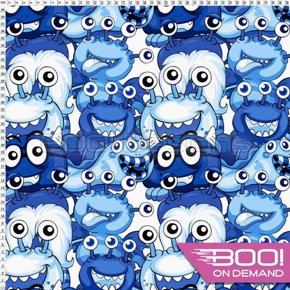 Spandex Little Monsters Blue Fabric