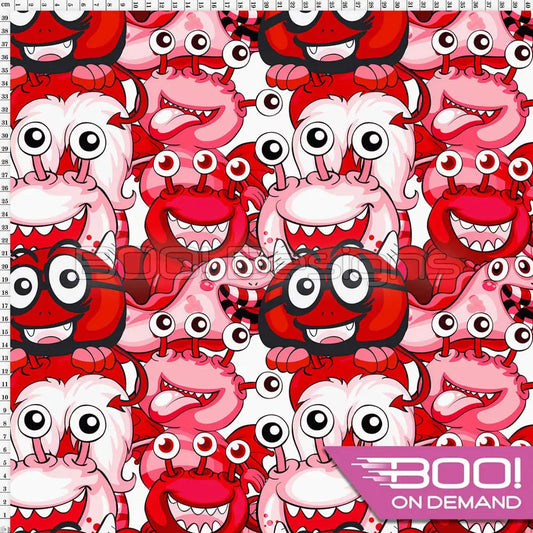 Spandex Little Monsters Red Fabric