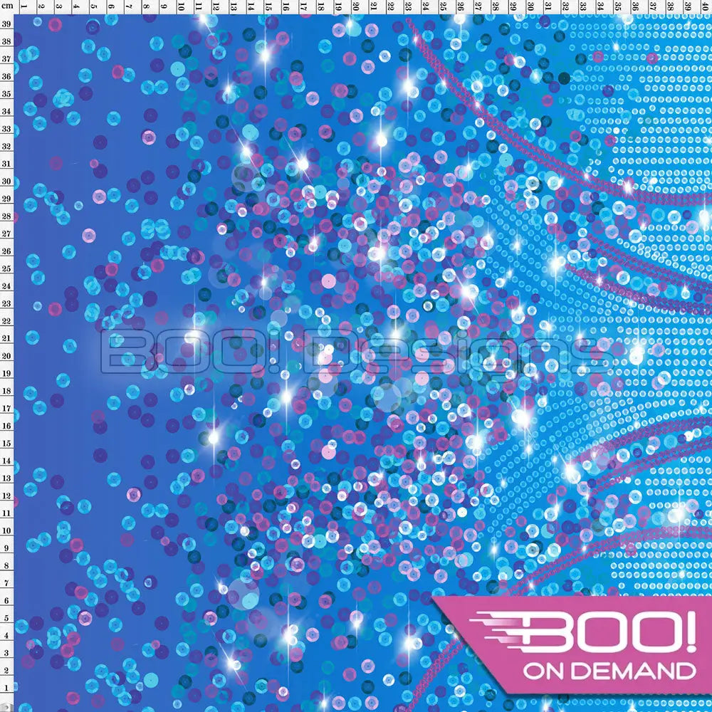 Spandex Lover Border Blue Fabric