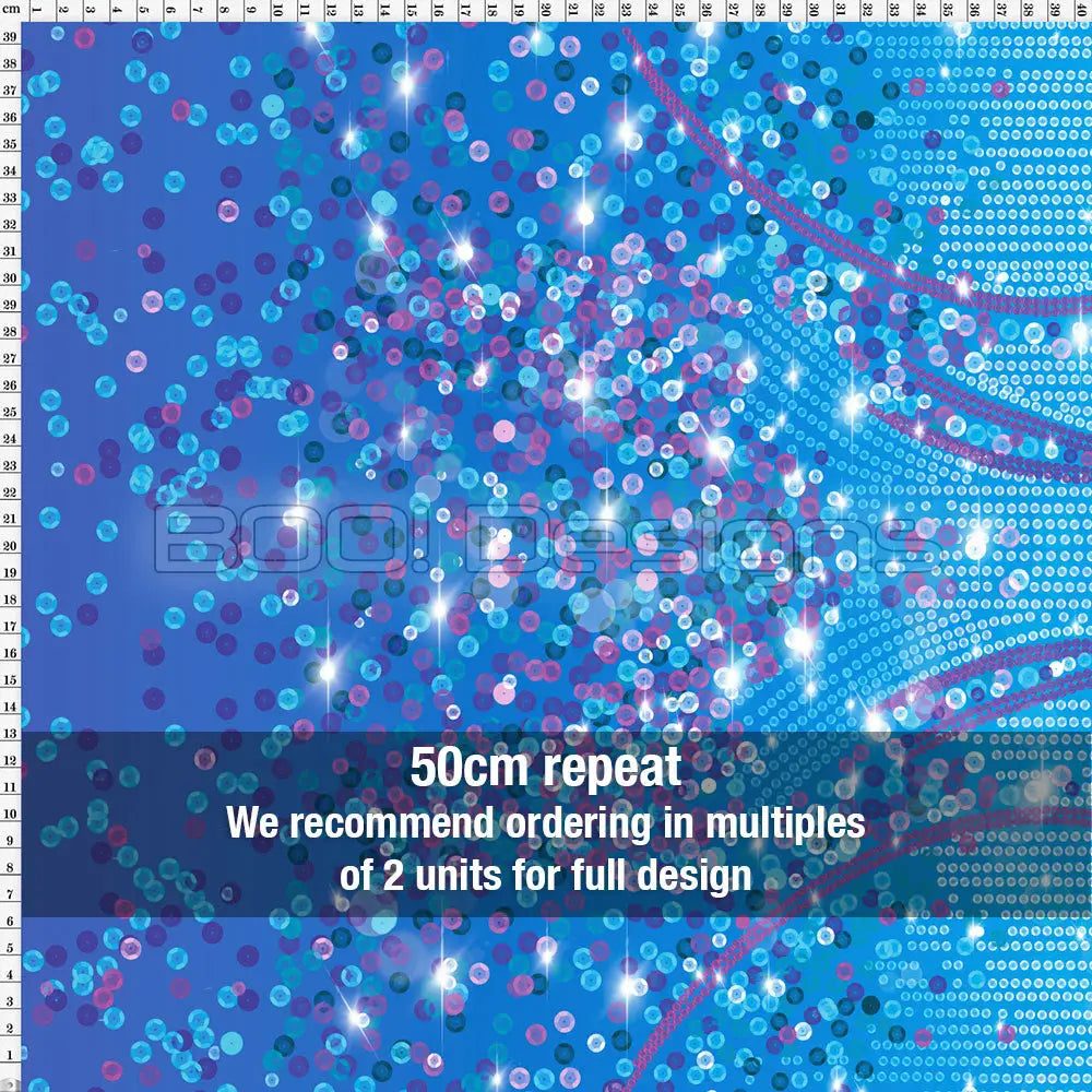 Spandex Lover Border Blue Fabric