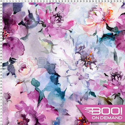 Spandex Magnolias Purple Fabric