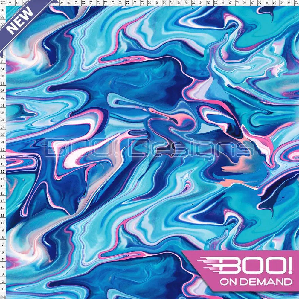 Spandex Marble Run Blue - Fabric