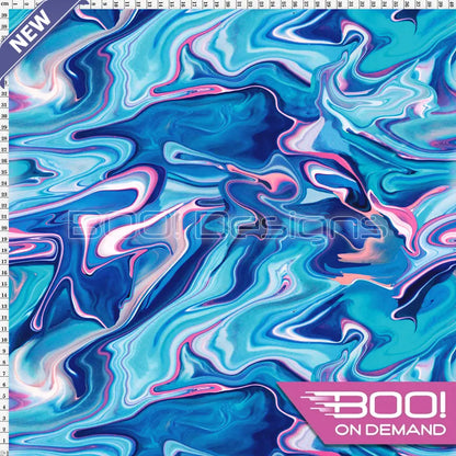 Spandex Marble Run Blue - Fabric