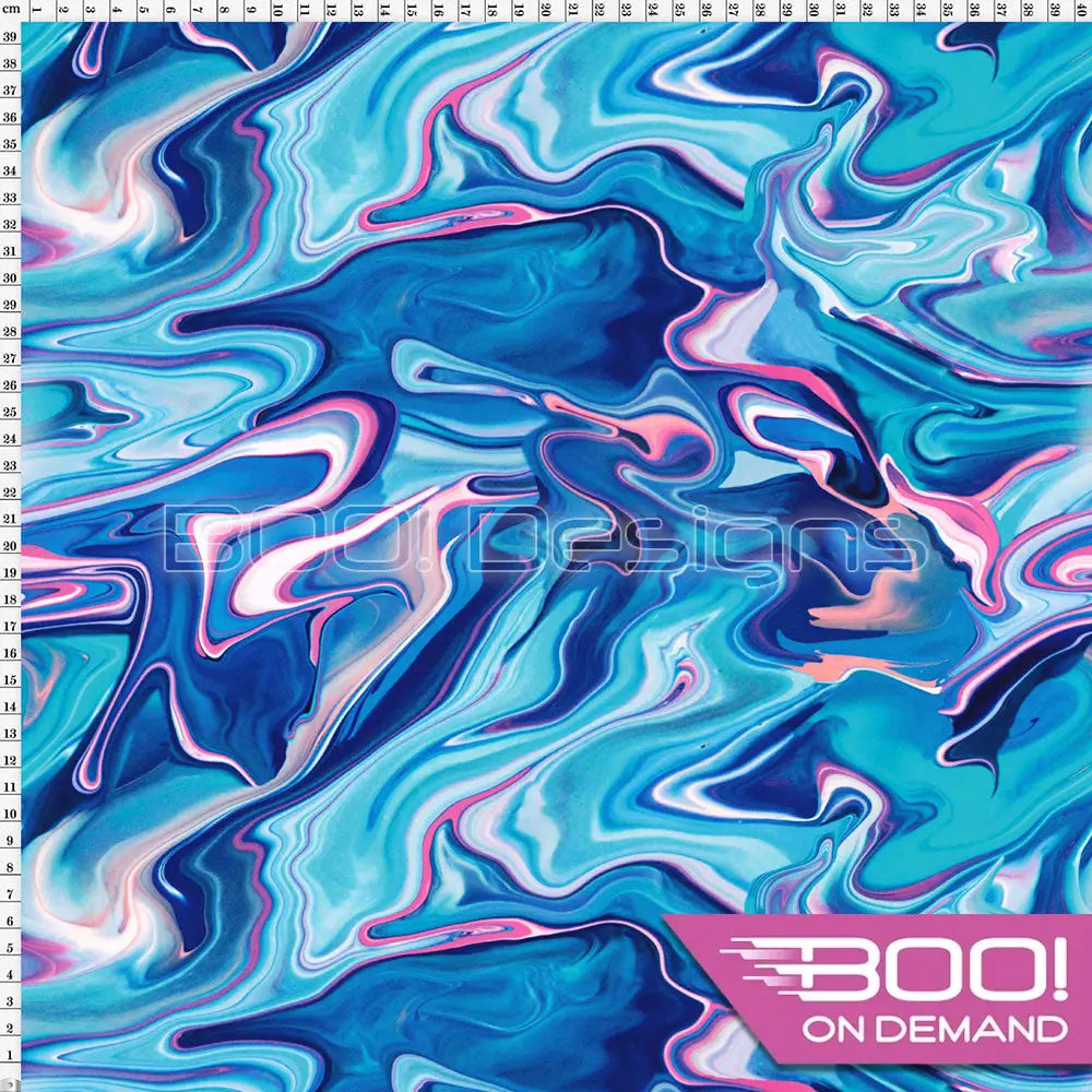 Spandex Marble Run Blue - Fabric