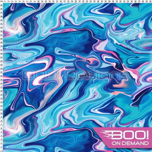 Spandex Marble Run Blue - Fabric