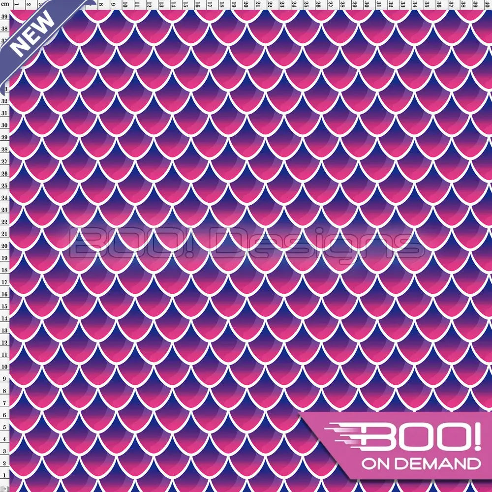 Spandex Mermaid Scales Pink/White Fabric