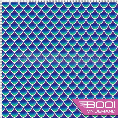 Spandex Mermaid Scales Sea/White Fabric