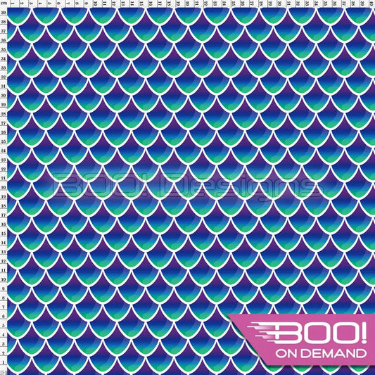Spandex Mermaid Scales Sea/White Fabric