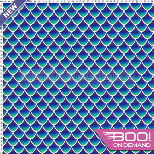 Spandex Mermaid Scales Sea/White Fabric