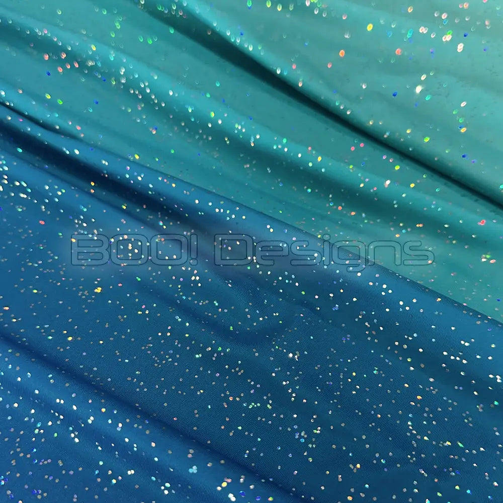 Spandex Ombre Petrol Mint Spandex Glitter Galaxy Fabric