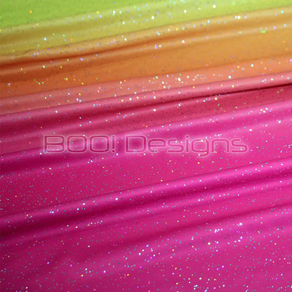 Spandex Ombre Pink Orange Yellow Spandex Glitter Galaxy Fabric