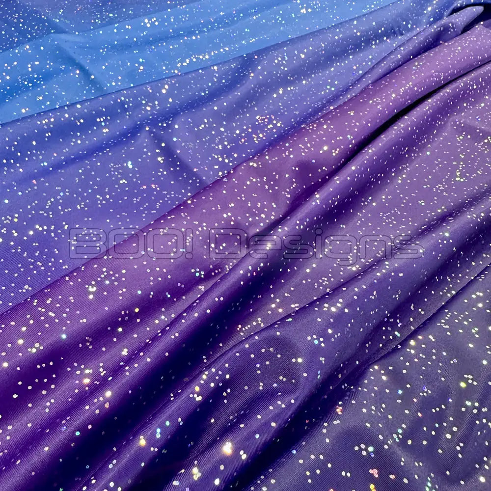Spandex Ombre Plum Blue Spandex Glitter Galaxy Fabric
