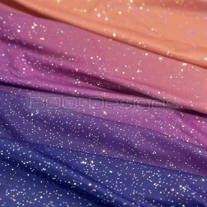 Spandex Ombre Purple Peach Spandex Glitter Galaxy Fabric
