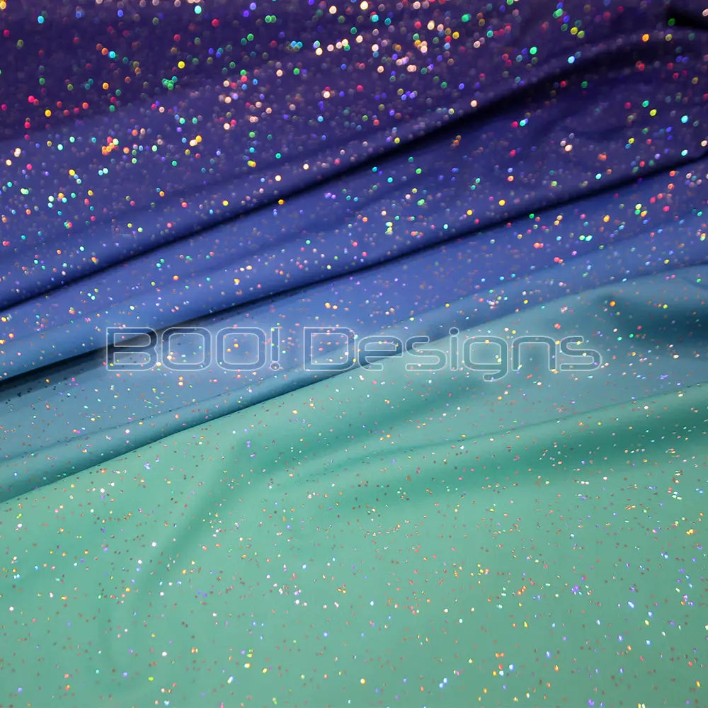 Spandex Ombre Teal Royal Spandex Glitter Galaxy Fabric