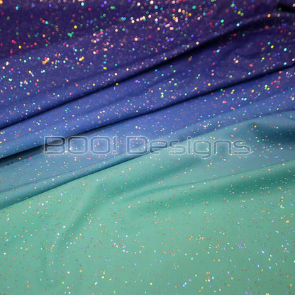 Spandex Ombre Teal Royal Spandex Glitter Galaxy Fabric