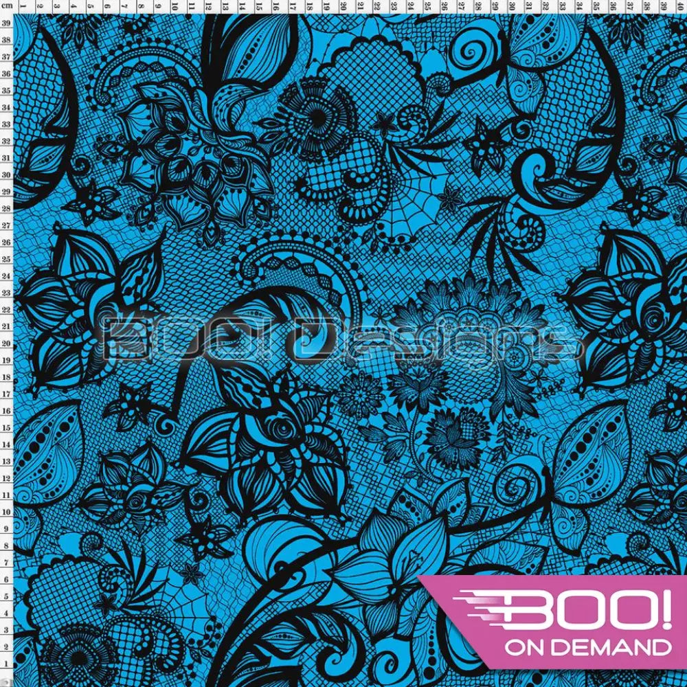 Spandex Ornamental Lace Aqua Fabric