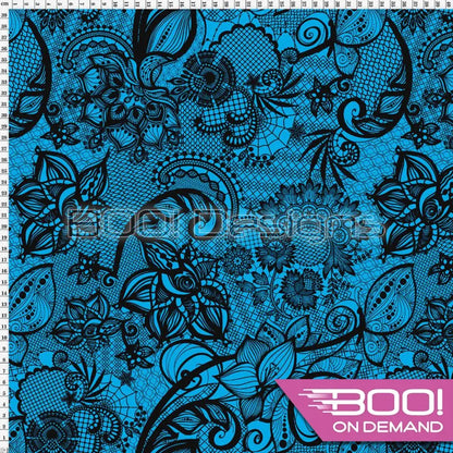 Spandex Ornamental Lace Aqua Fabric