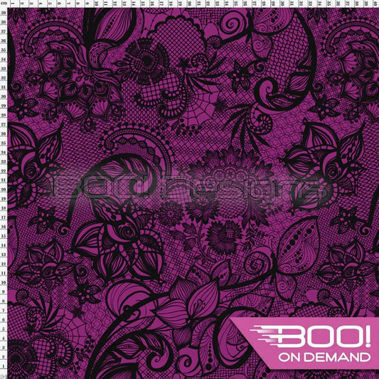 Spandex Ornamental Lace Magenta Fabric