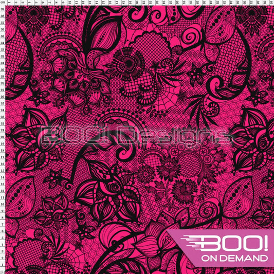 Spandex Ornamental Lace Pink Fabric