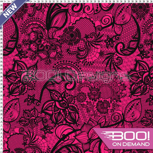 Spandex Ornamental Lace Pink Fabric