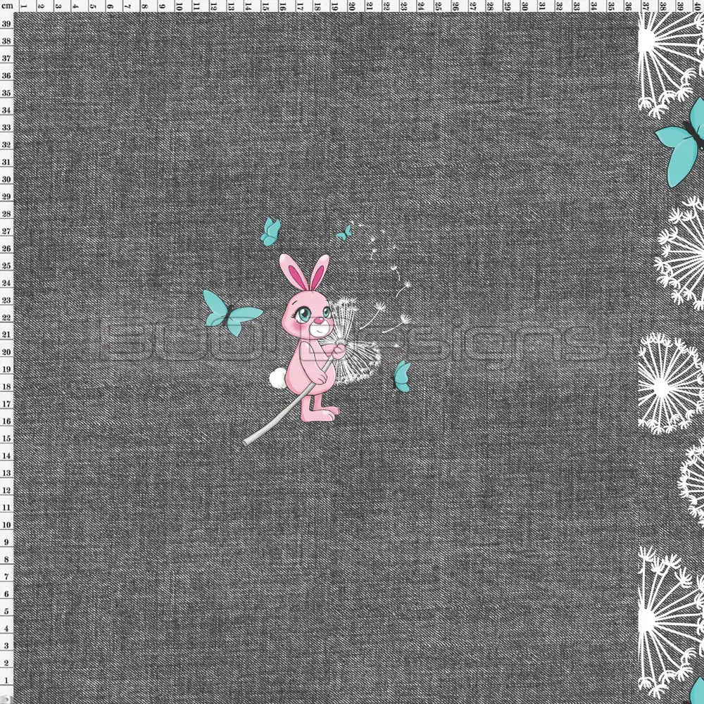 Spandex P100 Dandy Bunny Dandelions Denim Project Panel
