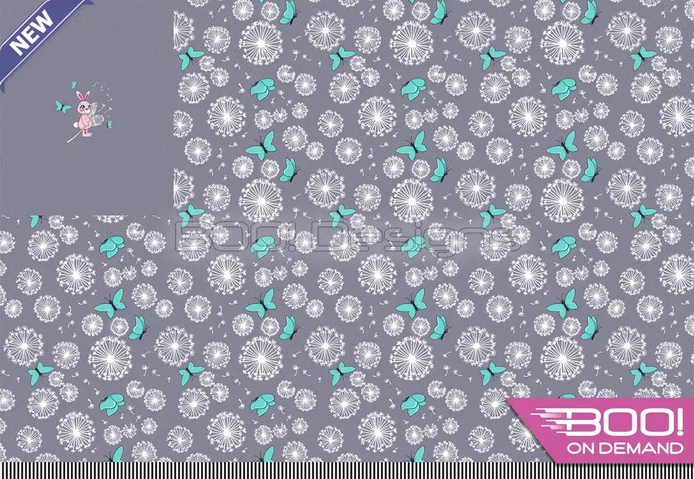Spandex P100 Dandy Bunny Dandelions Grey Project Panel
