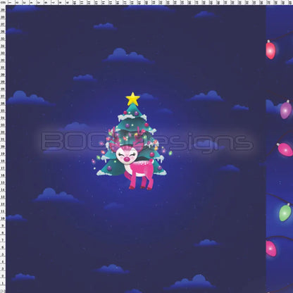 Spandex P100 Xmas Village Blue Project Panel