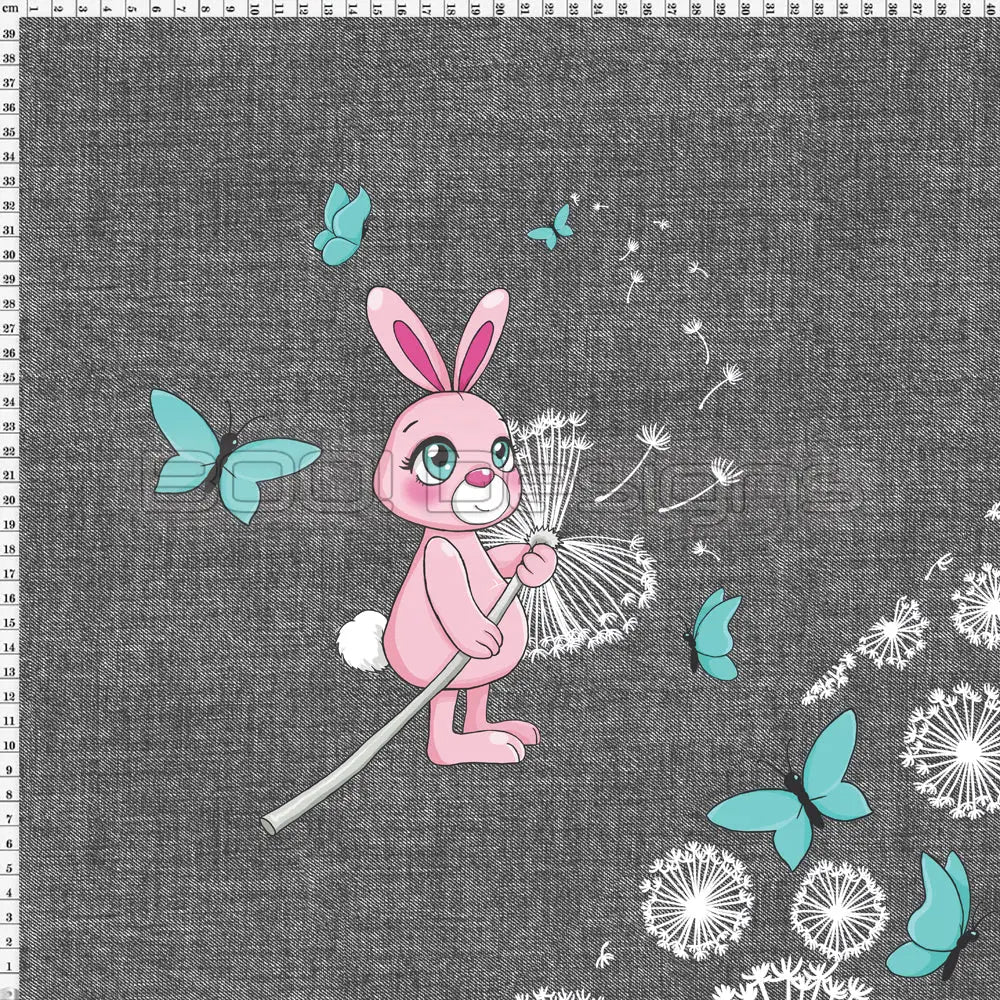 Spandex P125 Dandy Bunny Dandelions Denim Project Panel