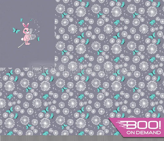 Spandex P125 Dandy Bunny Dandelions Grey Project Panel