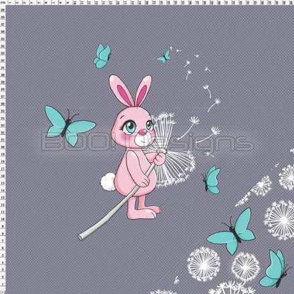 Spandex P125 Dandy Bunny Dandelions Grey Project Panel