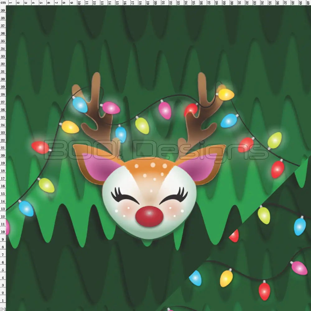 Spandex P125 Xmas Reindeer Green Project Panel