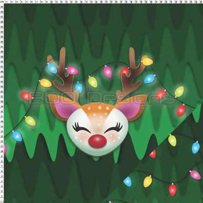 Spandex P125 Xmas Reindeer Green Project Panel