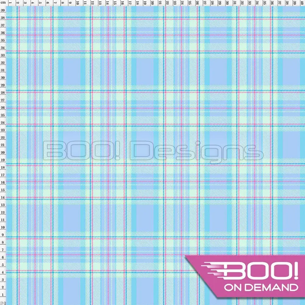 Spandex Pastel Check Baby Blue - Fabric