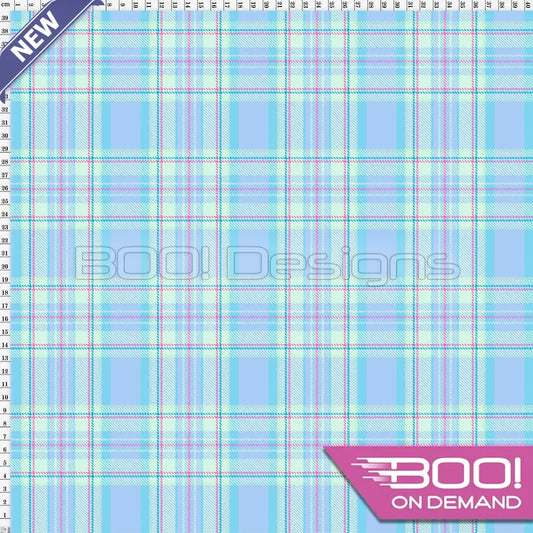 Spandex Pastel Check Baby Blue - Fabric