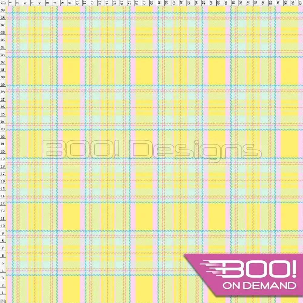 Spandex Pastel Check Lemon - Fabric