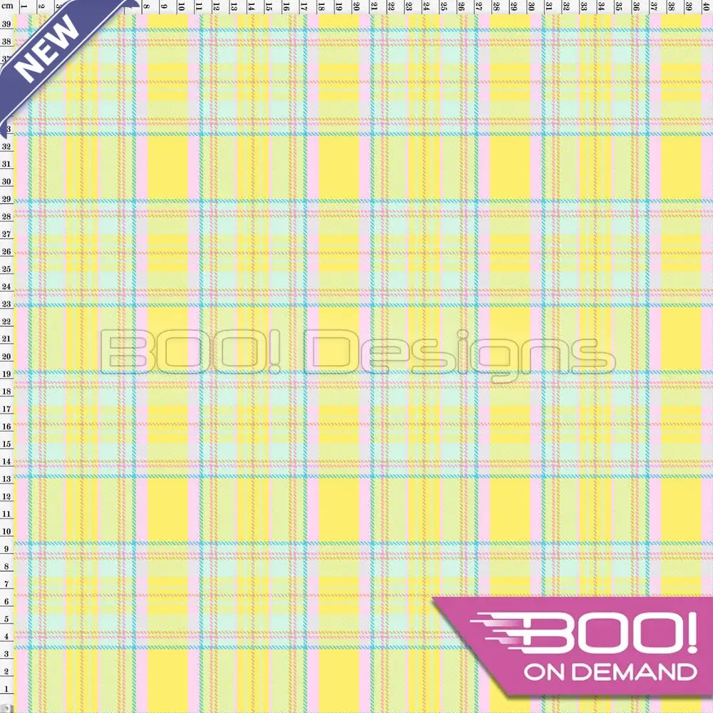 Spandex Pastel Check Lemon - Fabric