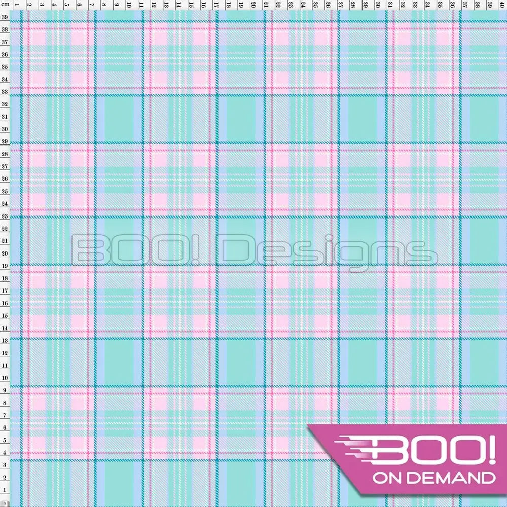Spandex Pastel Check Minty - Fabric