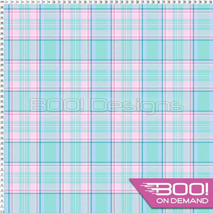 Spandex Pastel Check Minty - Fabric