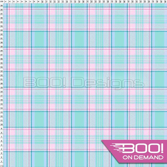 Spandex Pastel Check Minty - Fabric