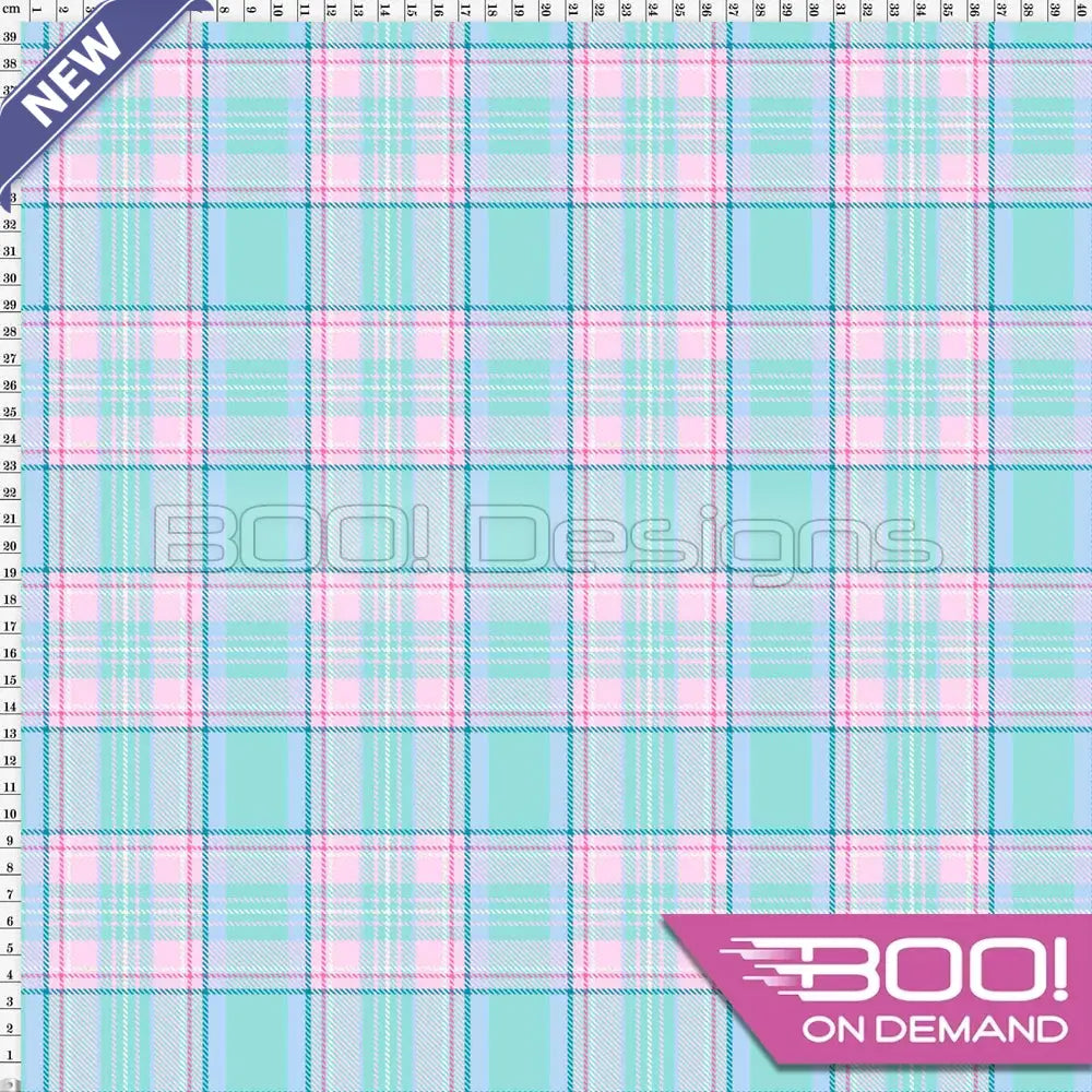 Spandex Pastel Check Minty - Fabric