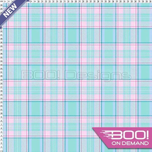 Spandex Pastel Check Minty - Fabric
