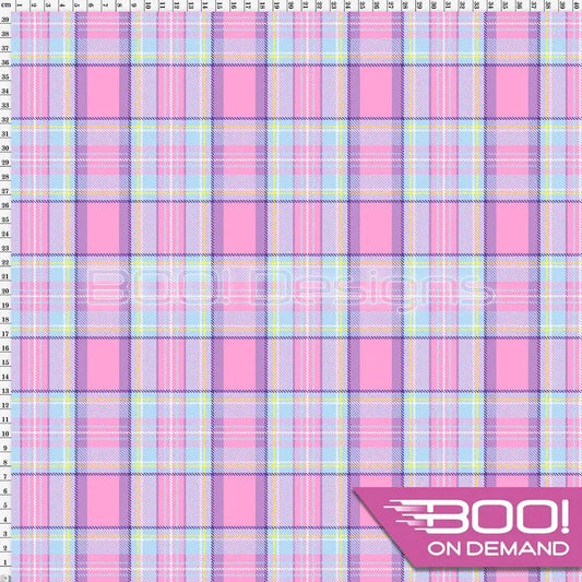 Spandex Pastel Check Pink Fabric