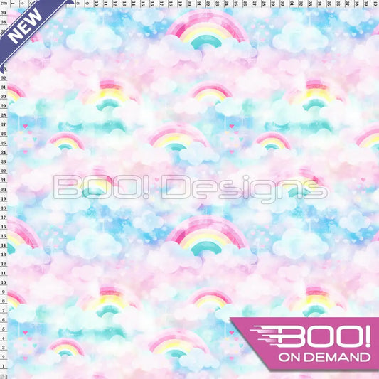 Spandex Pastel Rainbows Fabric