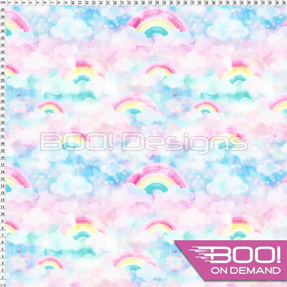 Spandex Pastel Rainbows Fabric