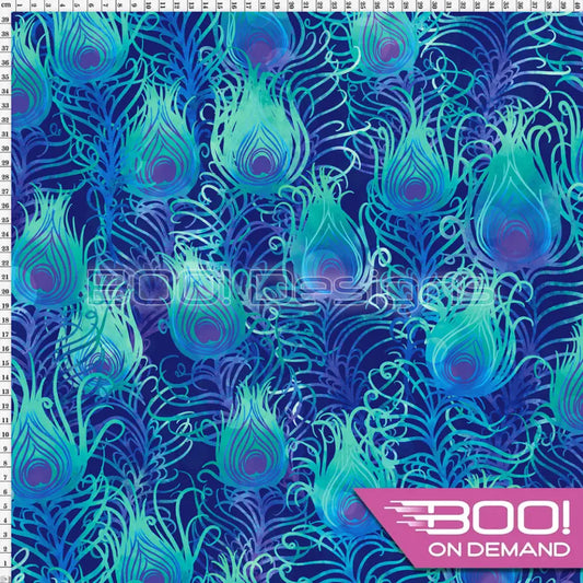 Spandex Peacock Feathers Blue Fabric